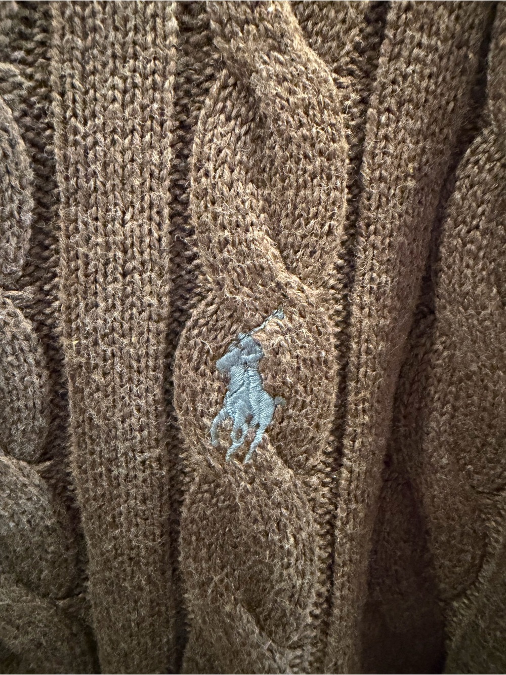 Polo by Ralph Lauren Dark Brown Cable-Knit Crewneck Sweater XXL - Picture 6 of 9